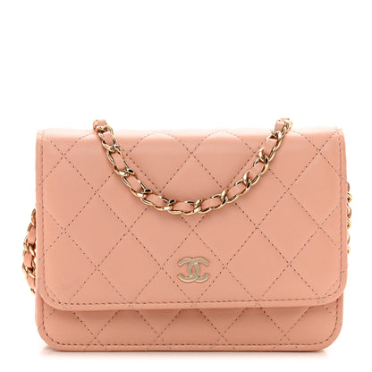 Chanel Lambskin Quilted Mini Wallet On Chain WOC Light Pink 1 of 10