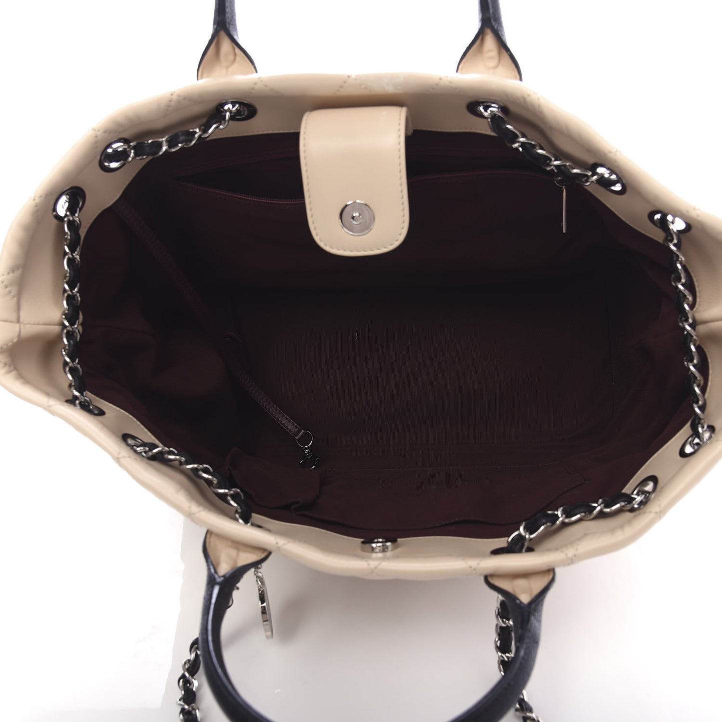 Calfskin Caviar Quilted Large Shopping Tote Beige