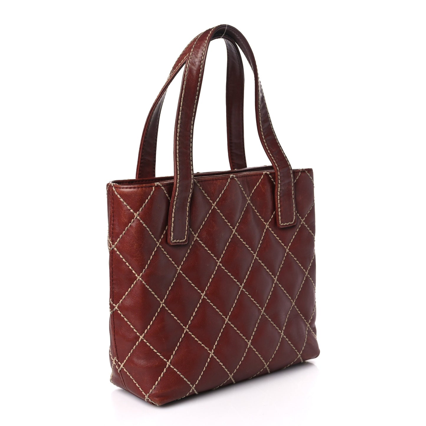 Calfskin Stitch Small Surpique Tote Brown