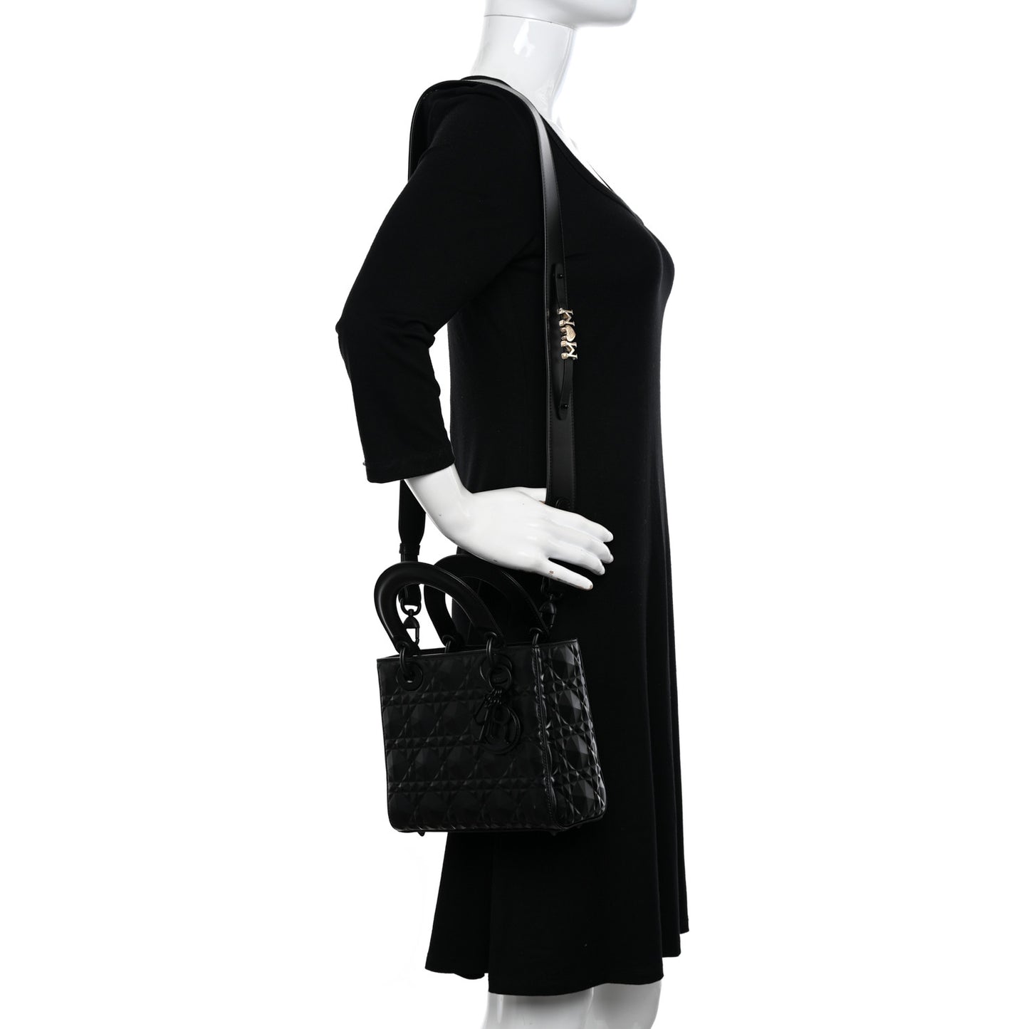 Calfskin Cannage Diamond Small My ABCDior Lady Dior Black