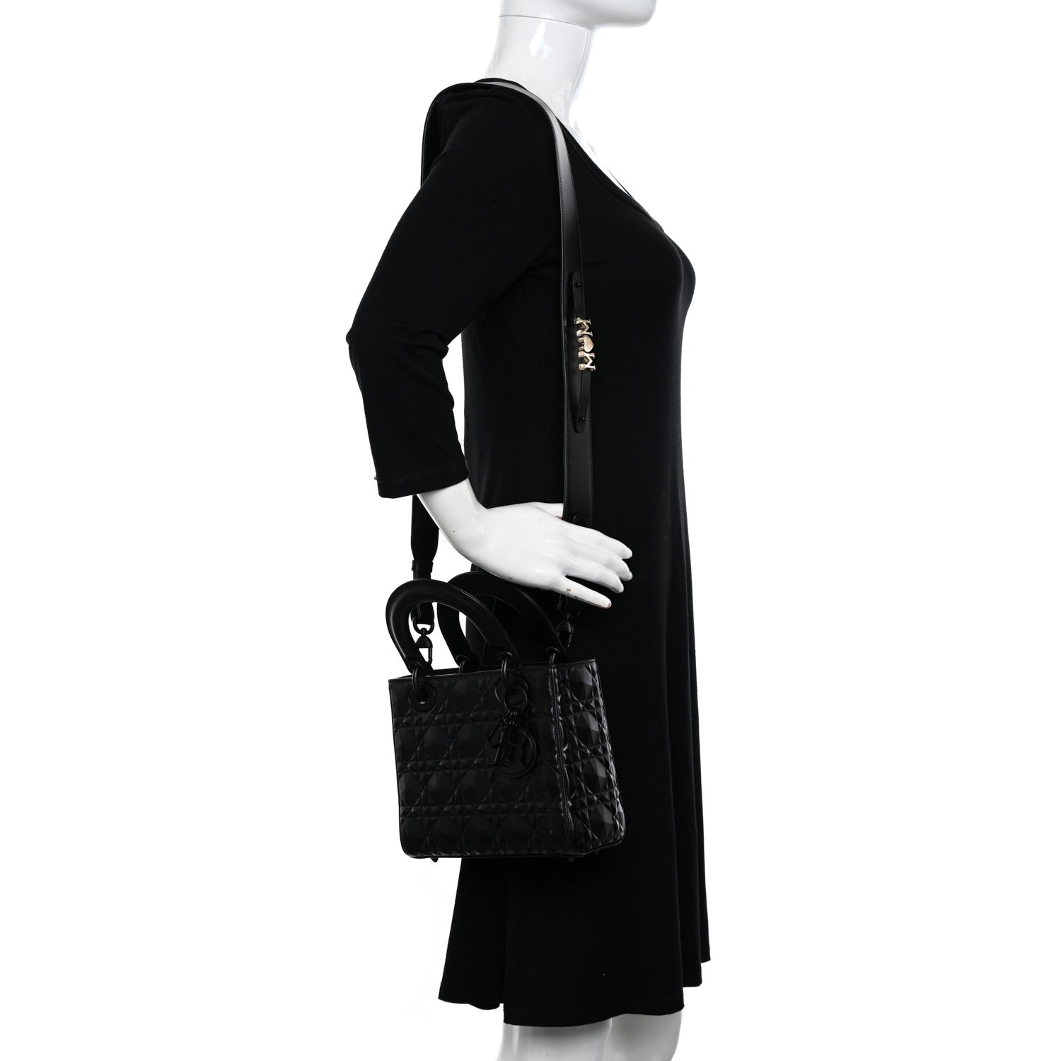 Christian Dior Calfskin Cannage Diamond Small My ABCDior Lady Dior Black 2 of 12