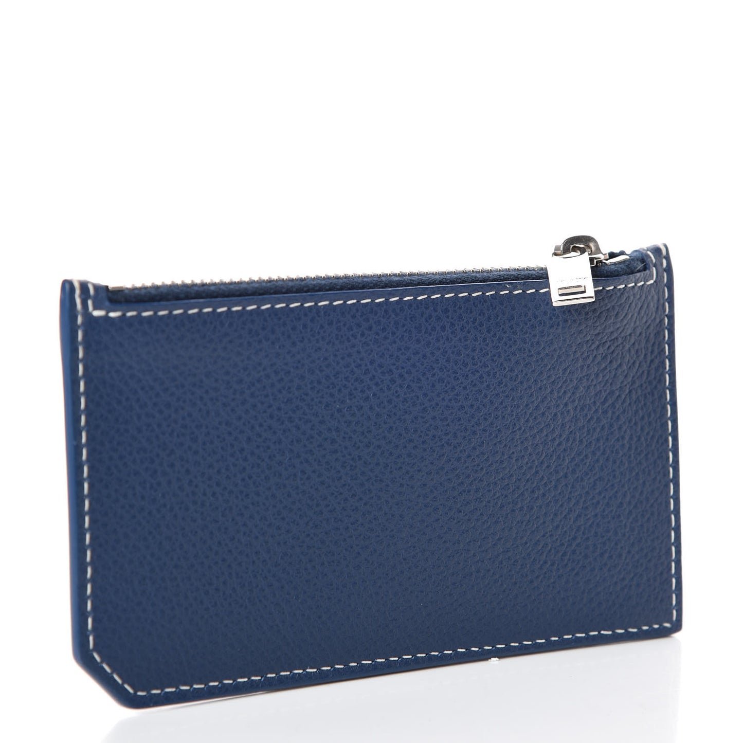 Grained Calfskin 5 Fragments Zip Pouch Card Holder Blue