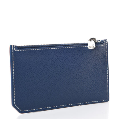 Saint Laurent Grained Calfskin 5 Fragments Zip Pouch Card Holder Blue 3 of 7