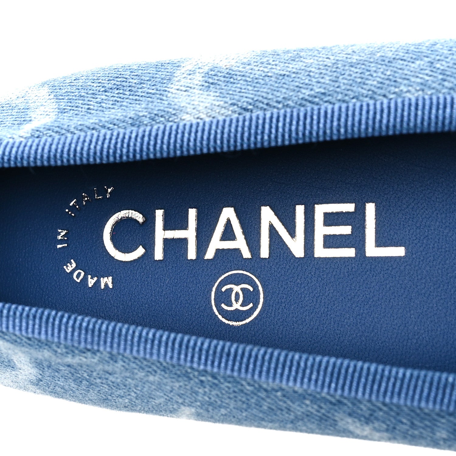 Chanel Denim Printed CC Cap Toe Ballerina Flats 36.5 Light Blue White 8 of 9