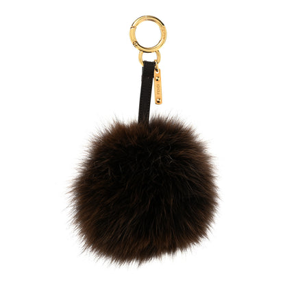 Fendi Fox Fur Vitello Elite Pom Pom Bag Charm Moro 1 of 3