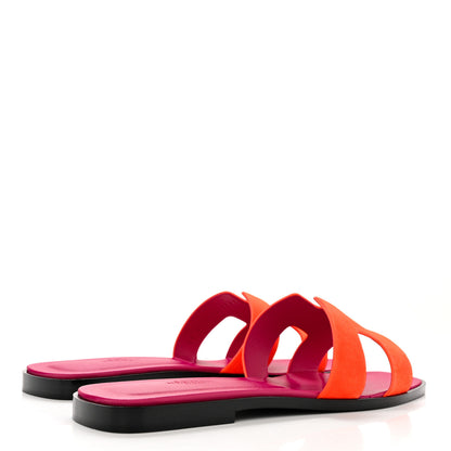 Hermes Suede Goatskin Oran Sandals 40 Orange Synthetique 4 of 9