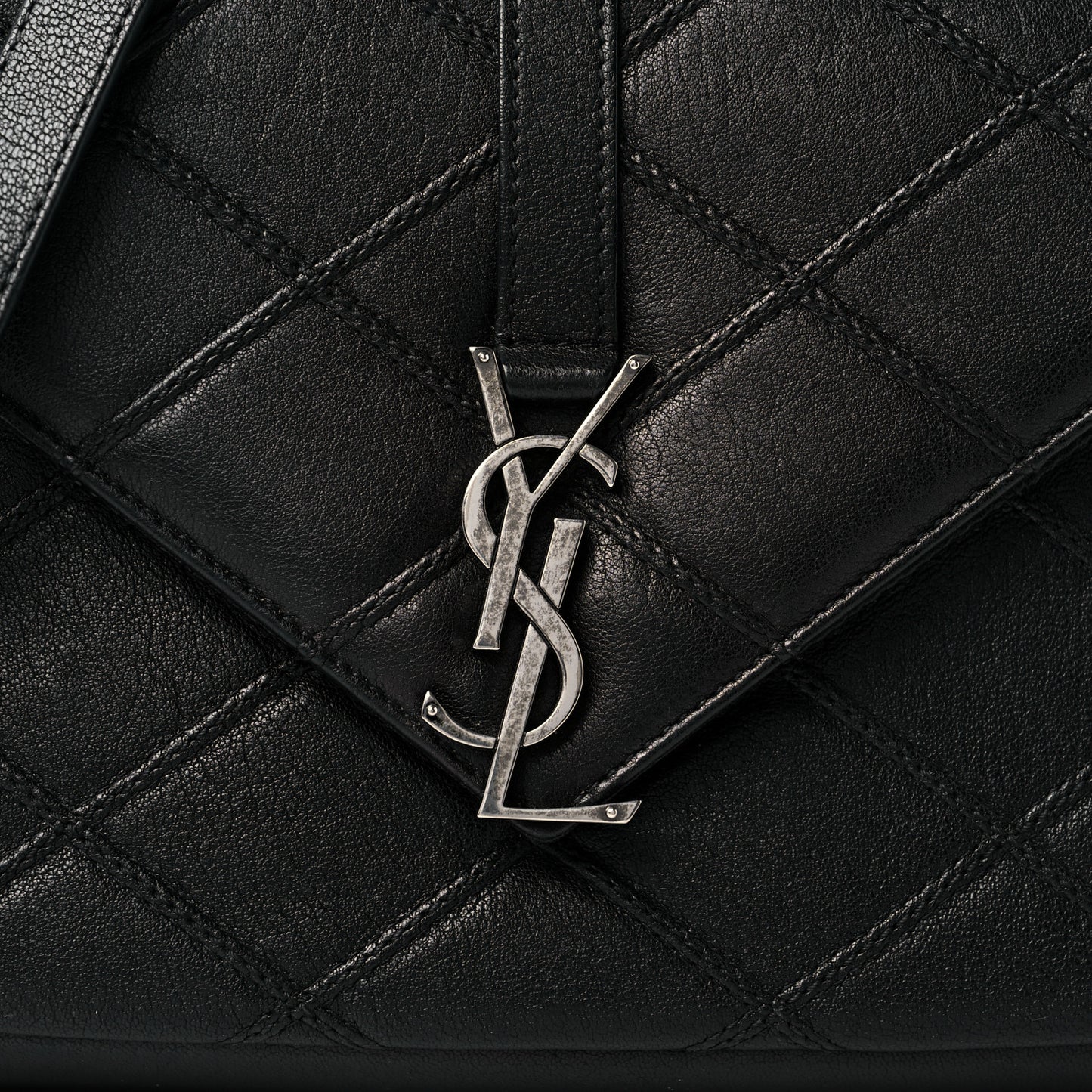Calfskin Matelasse Diamond Quilted Monogram Medium College Bag Black