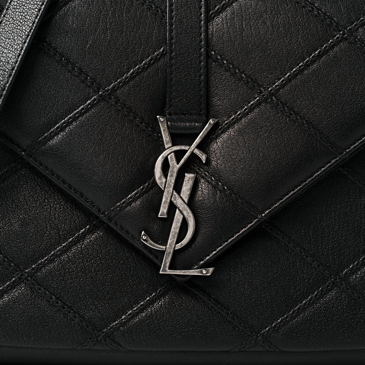 Saint Laurent Calfskin Matelasse Diamond Quilted Monogram Medium College Bag Black 8 of 13