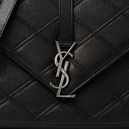 Saint Laurent Calfskin Matelasse Diamond Quilted Monogram Medium College Bag Black 8 of 13