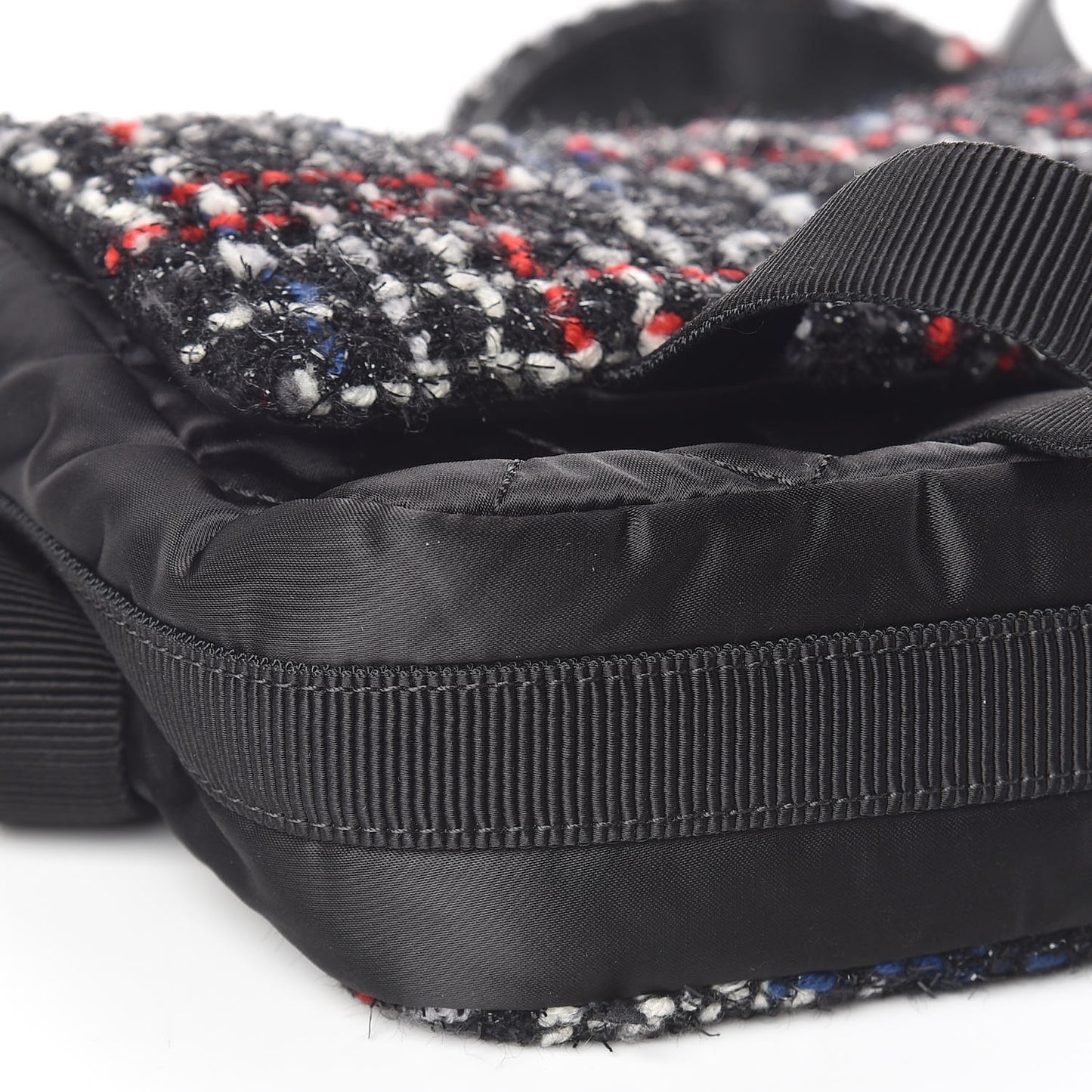 Tweed Nylon Quilted Small Astronaut Essentials Flap Black Red