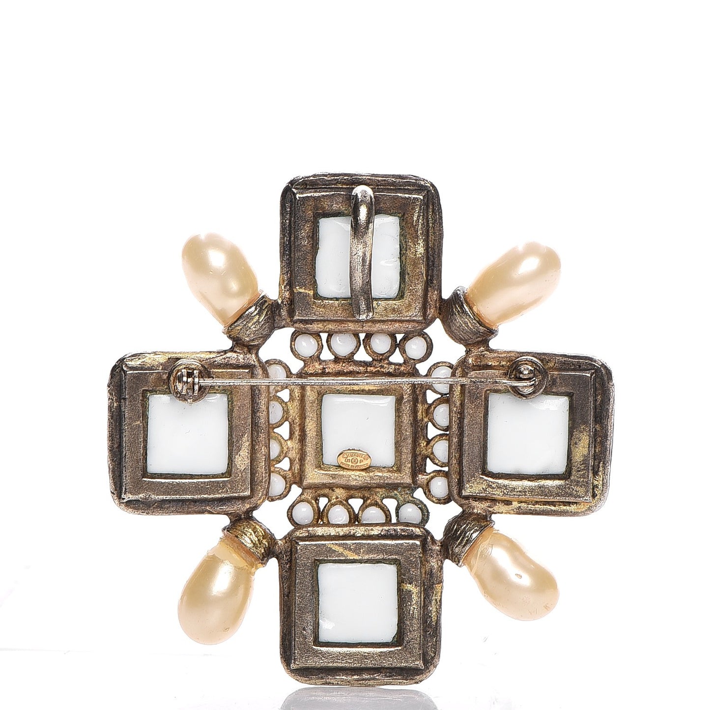 Gripoix Pearl Brooch Gold