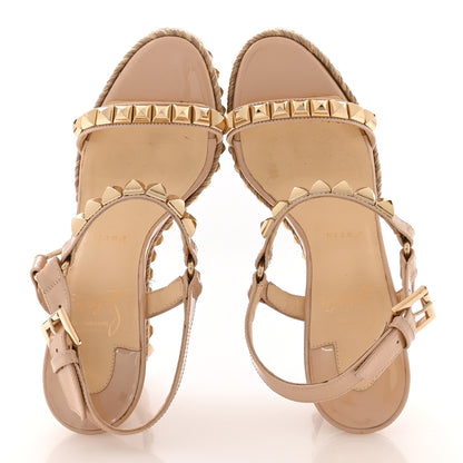 Christian Louboutin Patent Cataclou 110 Wedge Sandals 38 Nude 2 of 7