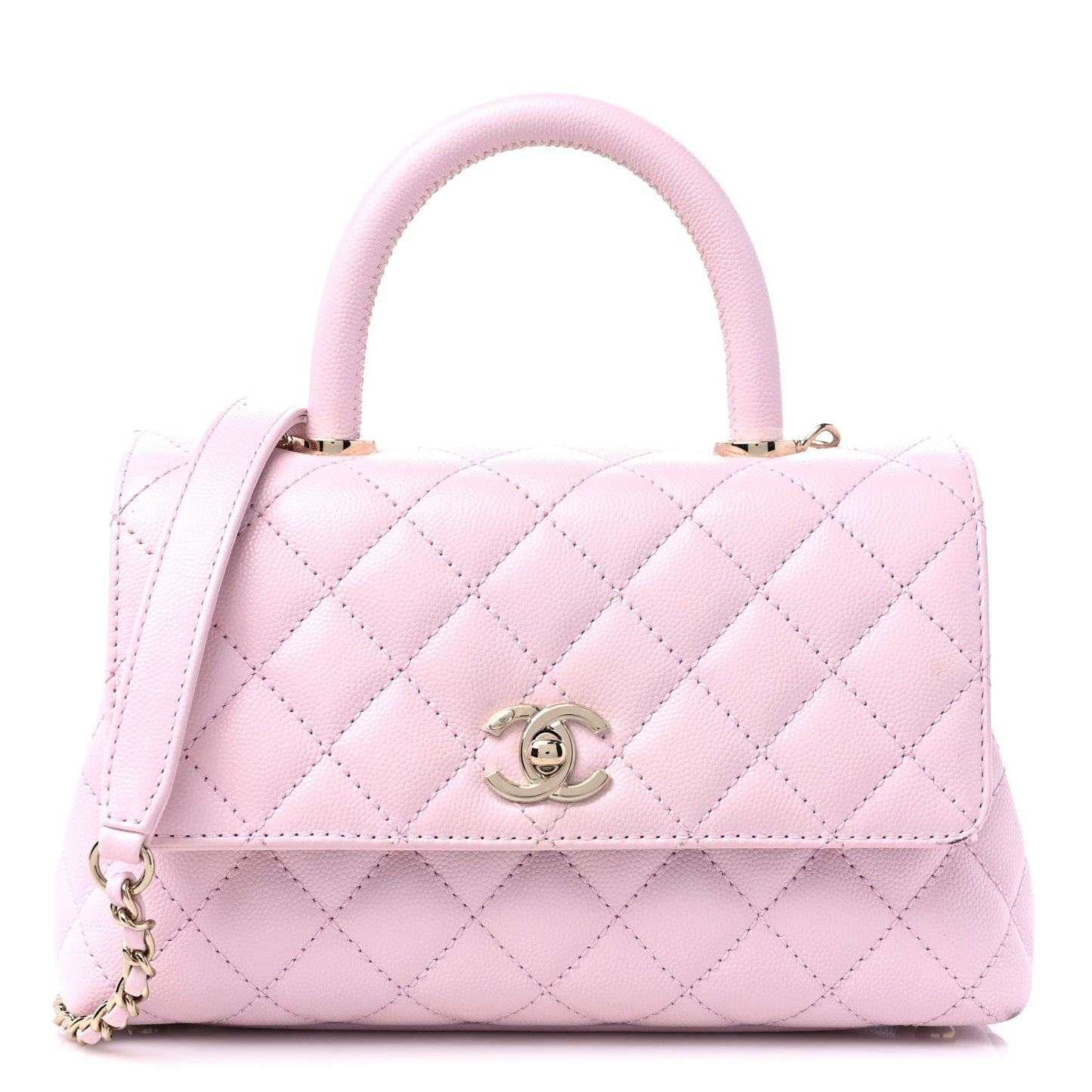 Caviar Quilted Mini Coco Handle Flap Light Pink