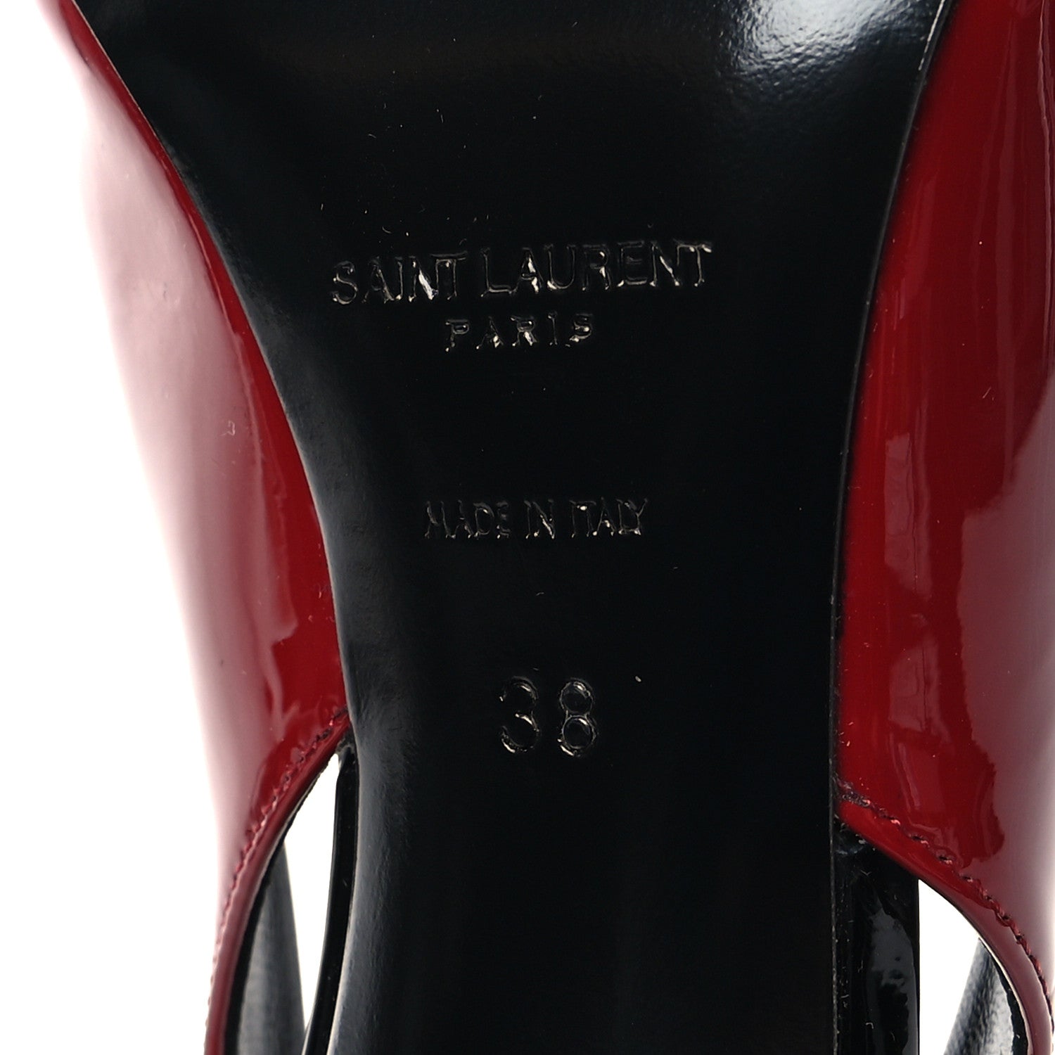 Saint Laurent Patent Calfskin Zoe 105 Slingback Pump 38 Red 7 of 9