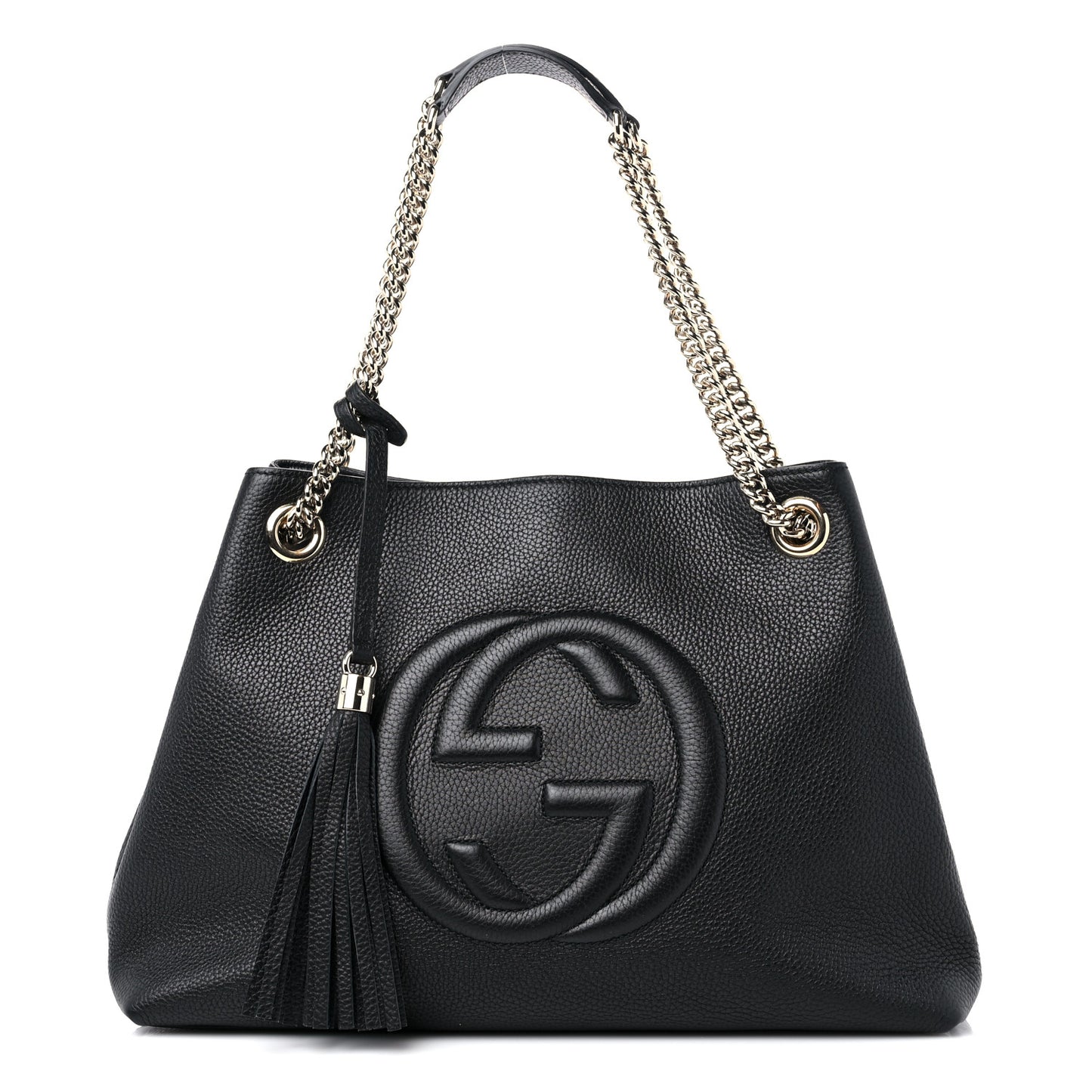 Pebbled Calfskin Medium Soho Chain Shoulder Bag Black