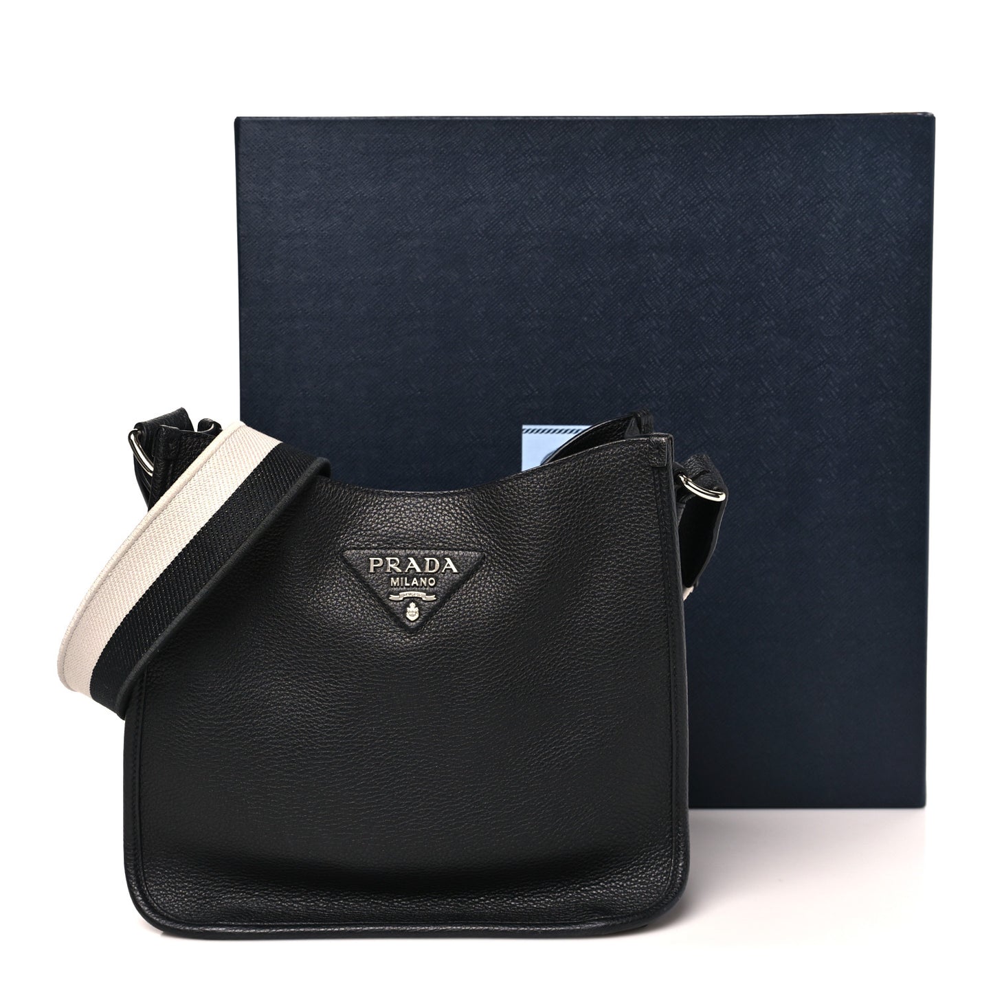 Vitello Daino Soft Hobo Messenger Bag Black