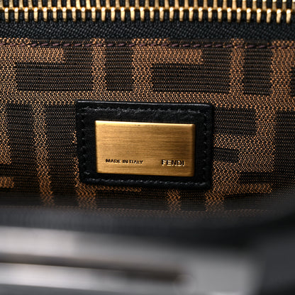 Fendi Goatskin Zucca Large Peekaboo Iconic Satchel Black Tobacco 7 of 14