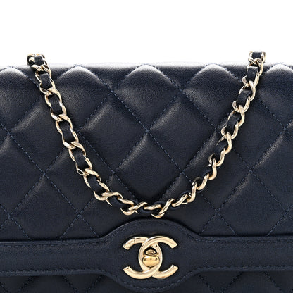 Chanel Lambskin Quilted Hold The Line Wallet On Chain WOC Dark Blue 9 of 14