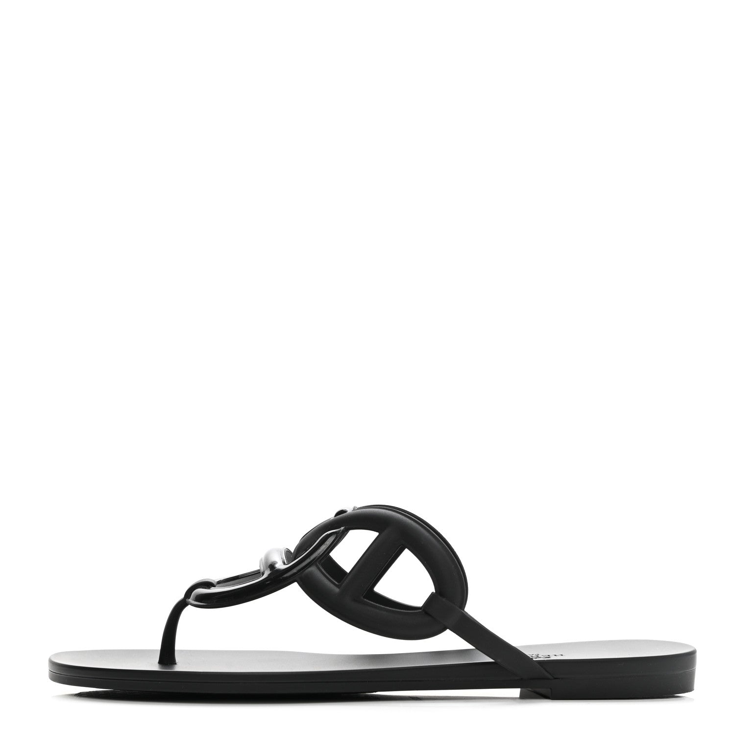 Hermes Rubber Womens Egerie Sandals 41 Black 1 of 10