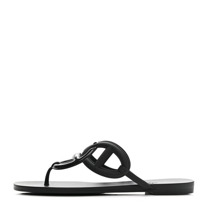 Hermes Rubber Womens Egerie Sandals 41 Black 1 of 10
