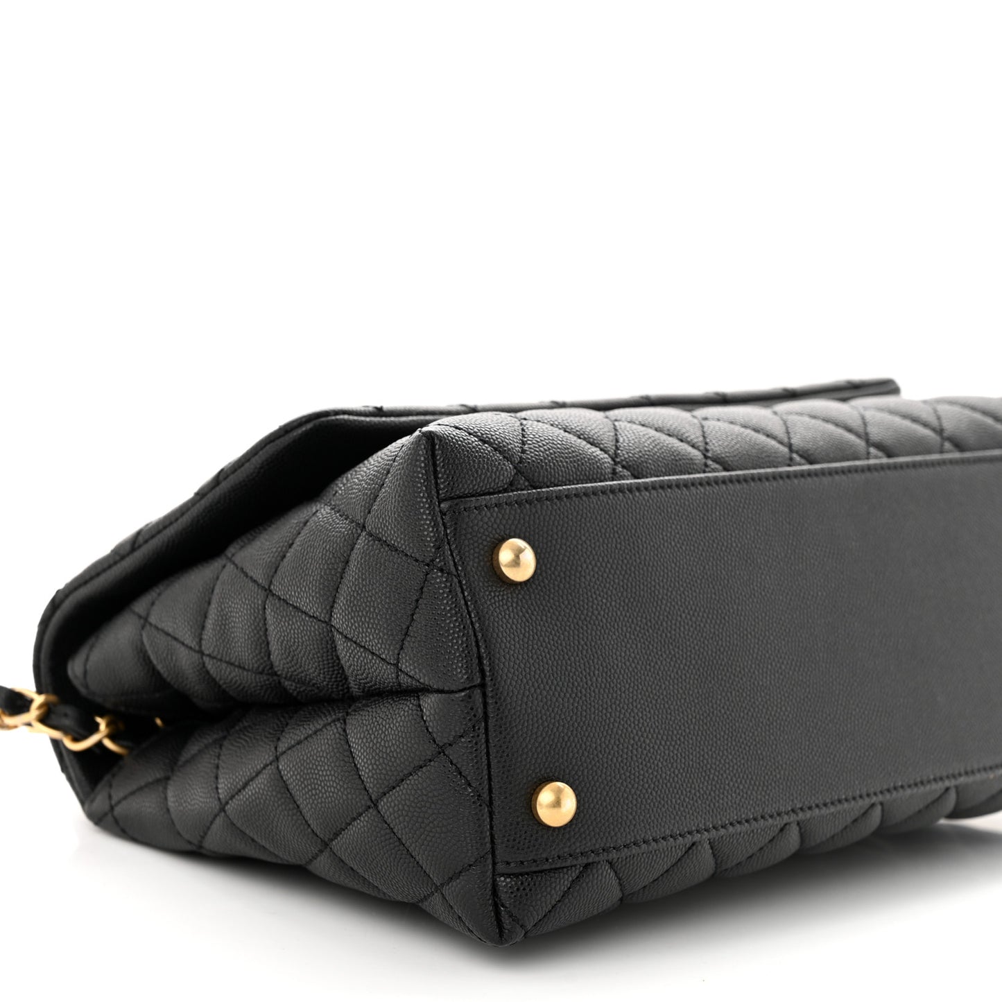 Caviar Lizard Embossed Quilted Small Coco Handle Flap Black