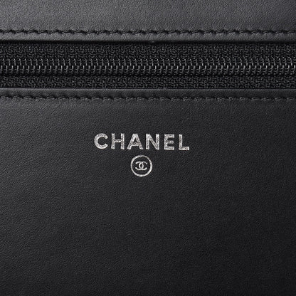 Chanel Glazed Calfskin Quilted Coco Boy Wallet On Chain WOC Black 6 of 11