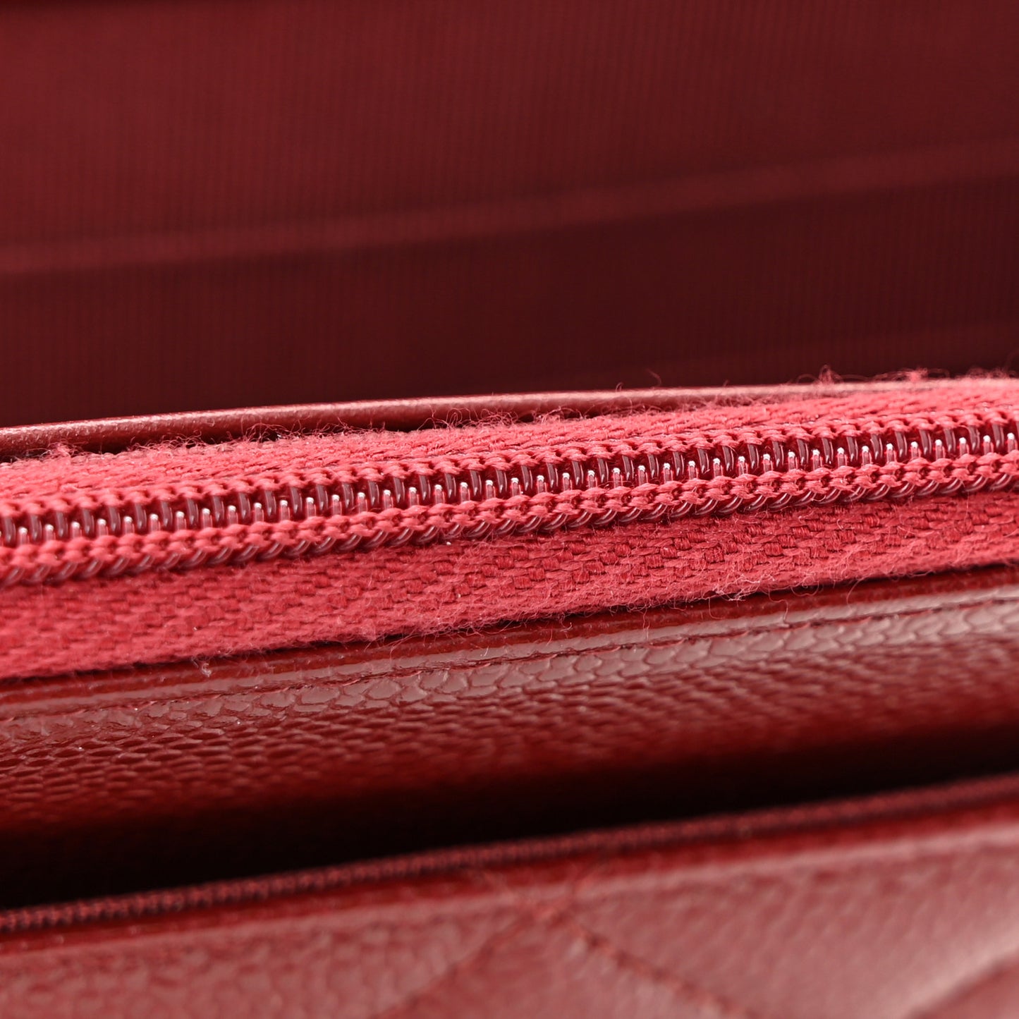 Caviar Quilted Wallet on Chain WOC Burgundy