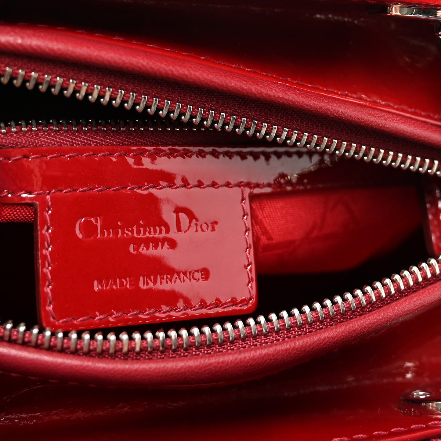 Patent Cannage Medium Lady Dior Red