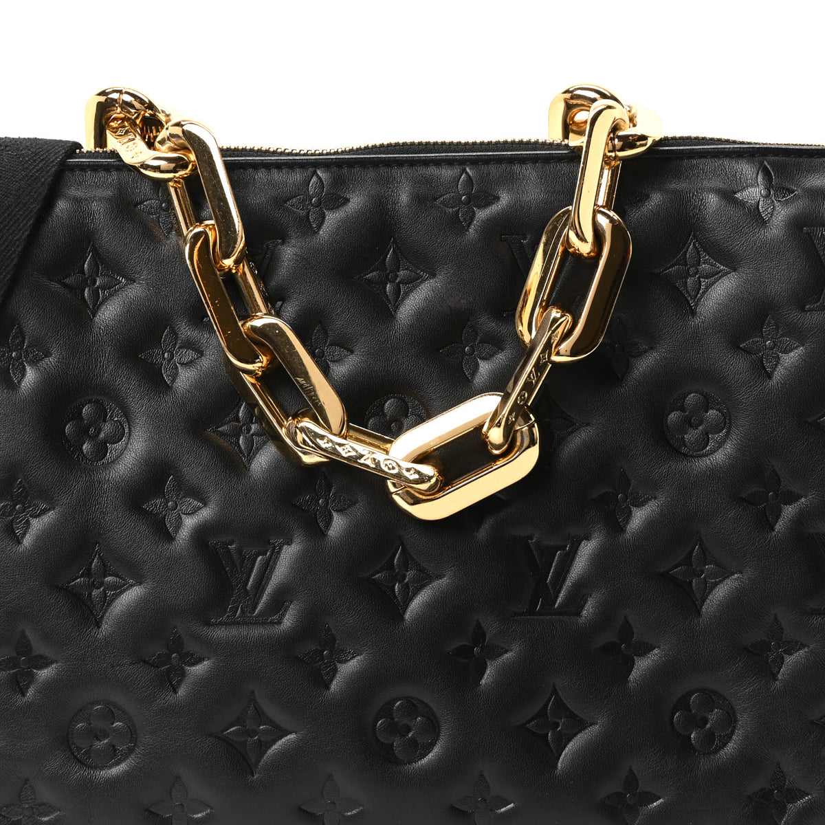Lambskin Embossed Monogram Coussin MM Black