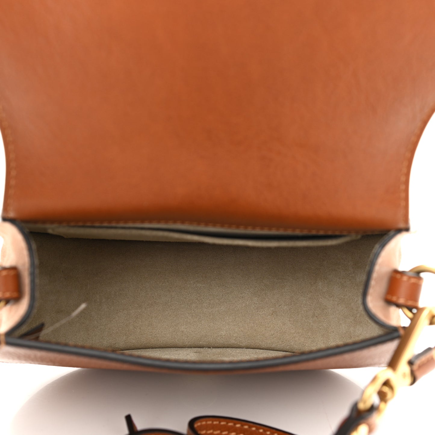 Calfskin Suede Floral Patchwork Small Nile Bracelet Bag Caramel