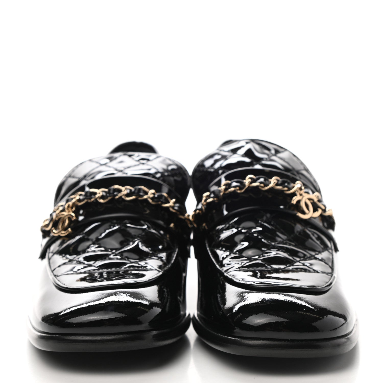 Chanel Patent Calfskin CC Chain Mocassin Loafers 36.5 Black 2 of 10