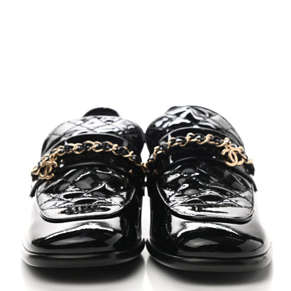 Chanel Patent Calfskin CC Chain Mocassin Loafers 36.5 Black 2 of 10