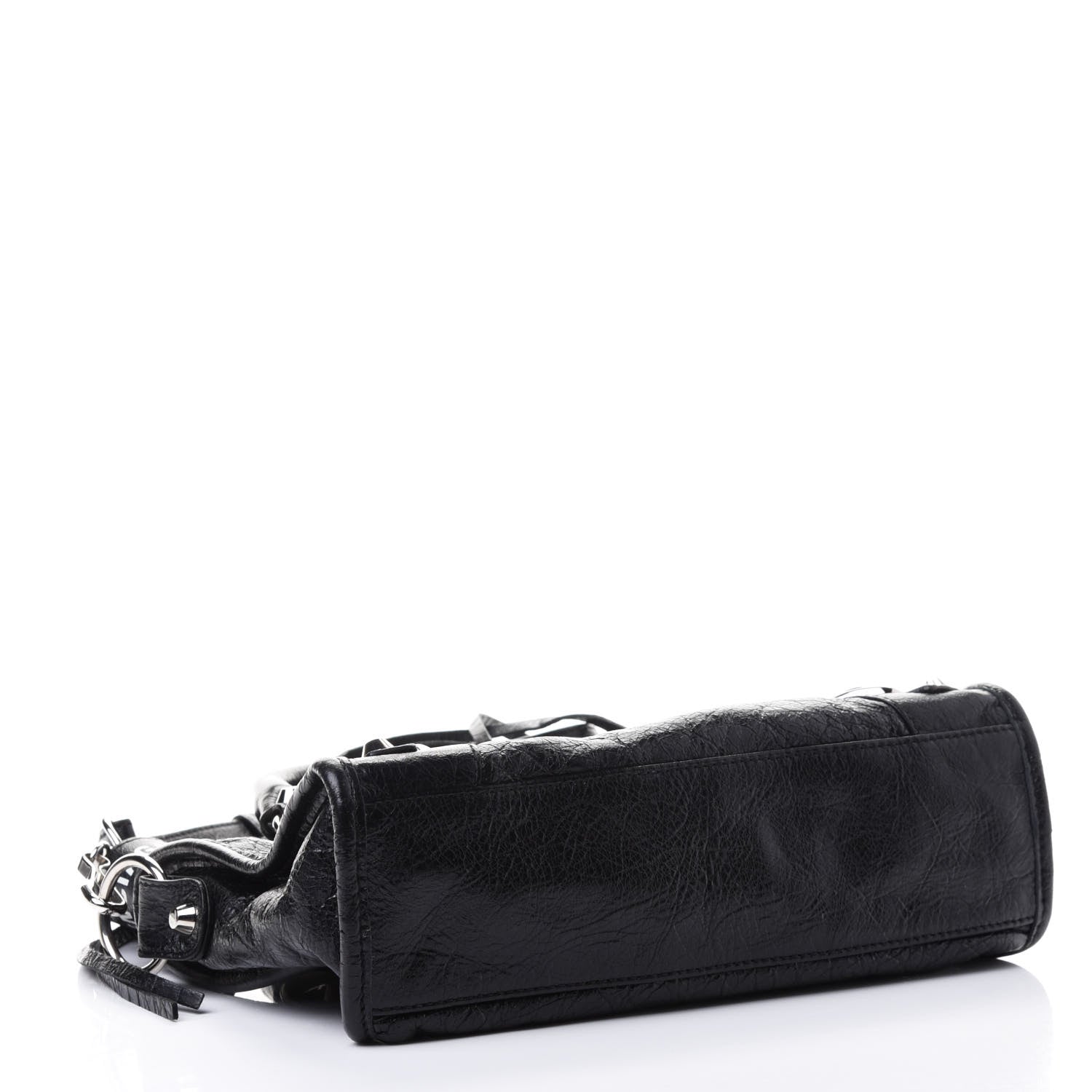Balenciaga Agneau Classic Silver Hardware Mini City Logo Strap Black White 3 of 4