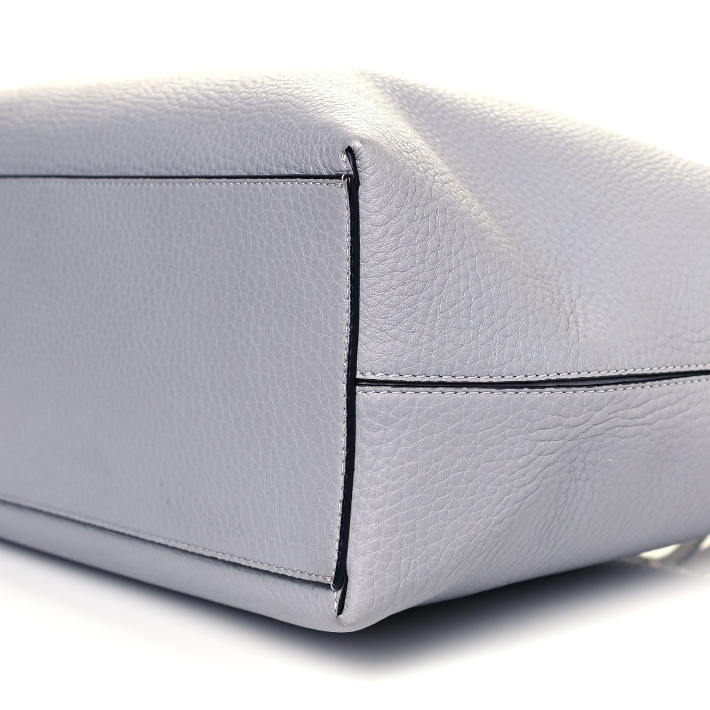 Grained Calfskin Rockstud Shoulder Tote Pastel Grey