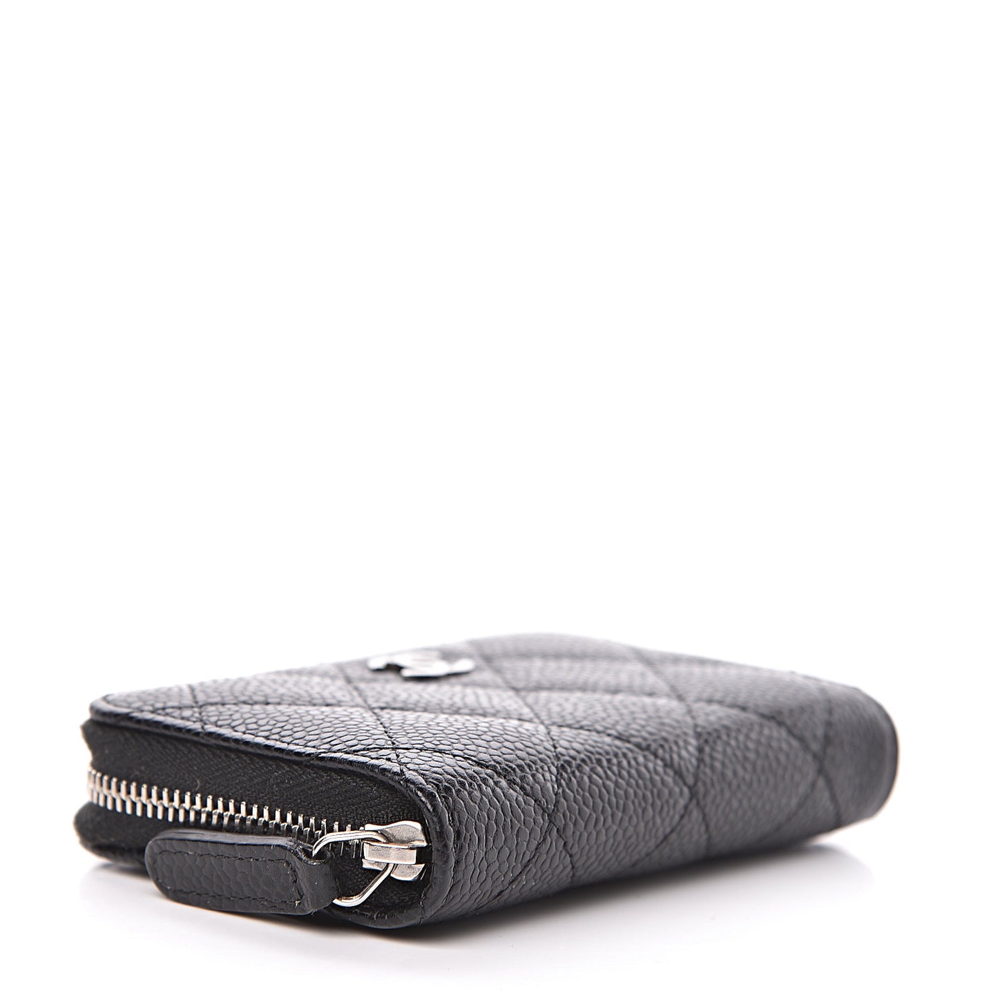 Caviar Quilted Zip Coin Purse Black