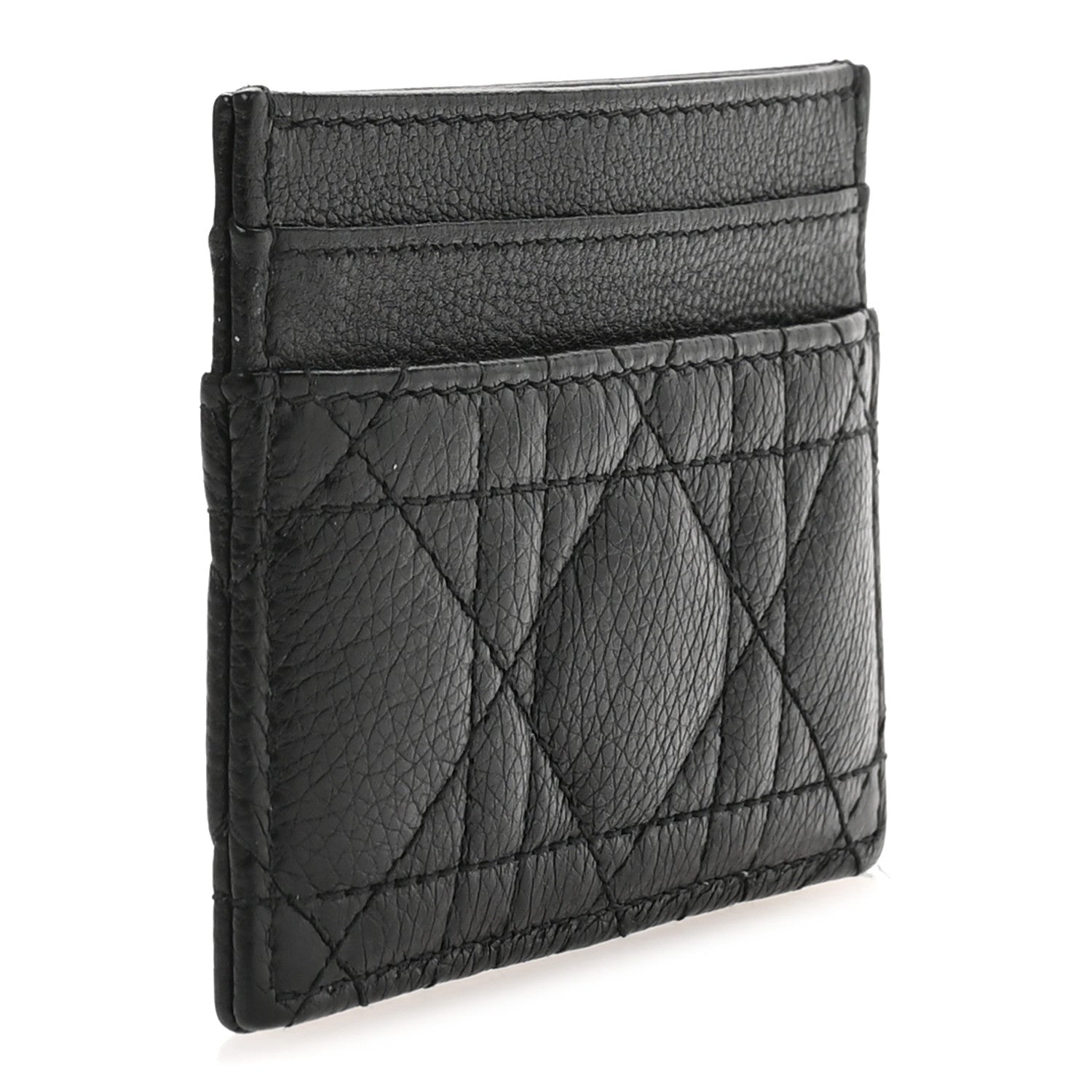 Christian Dior Supple Calfskin Cannage Caro Freesia Card Holder Black 3 of 9