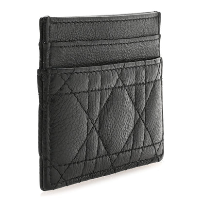 Christian Dior Supple Calfskin Cannage Caro Freesia Card Holder Black 3 of 9