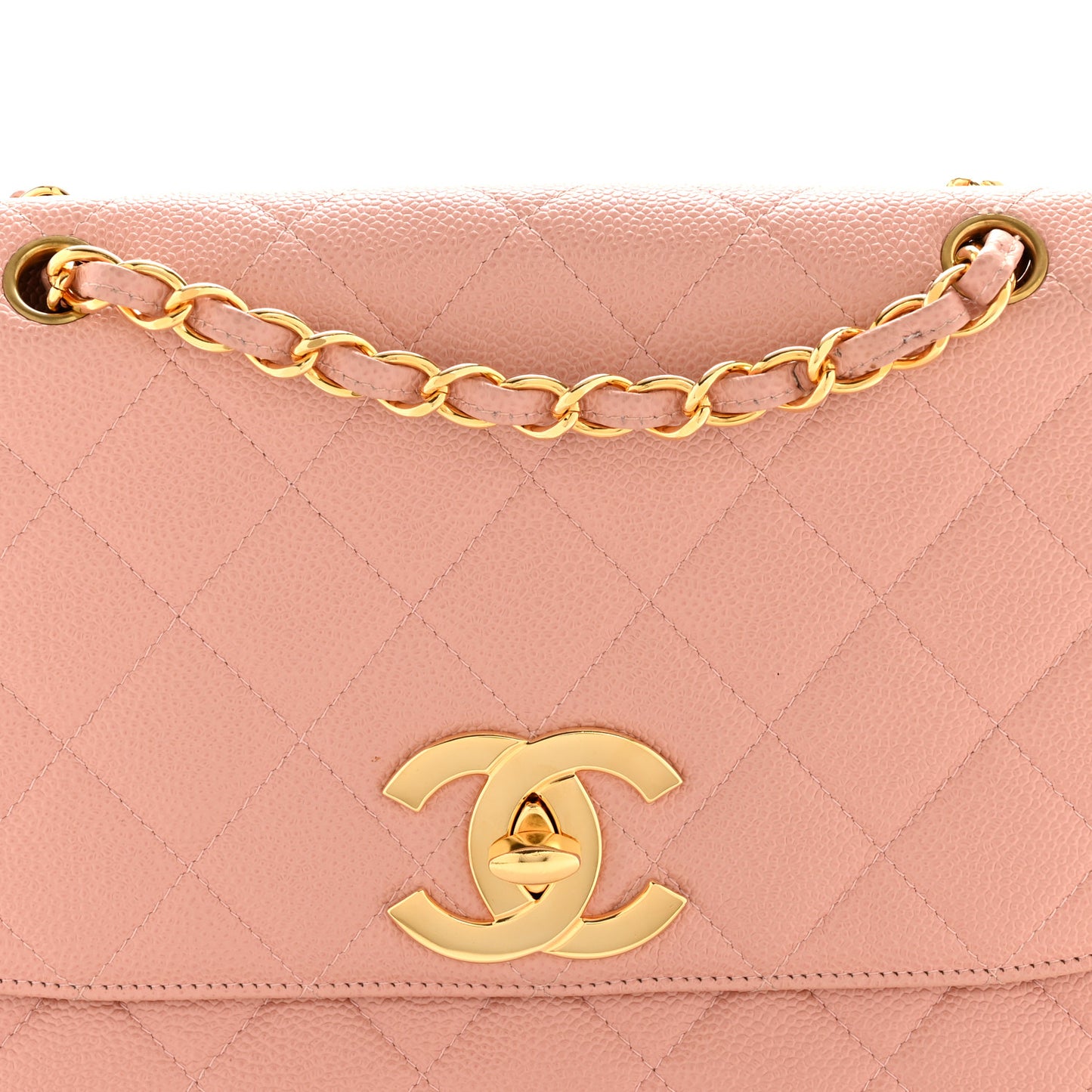 Caviar Quilted XL Jumbo Single Flap Light Pink