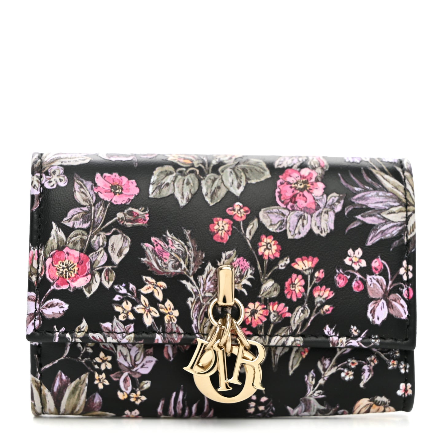 Calfskin Millefiori Printed Miss Dior Glycine Wallet Black