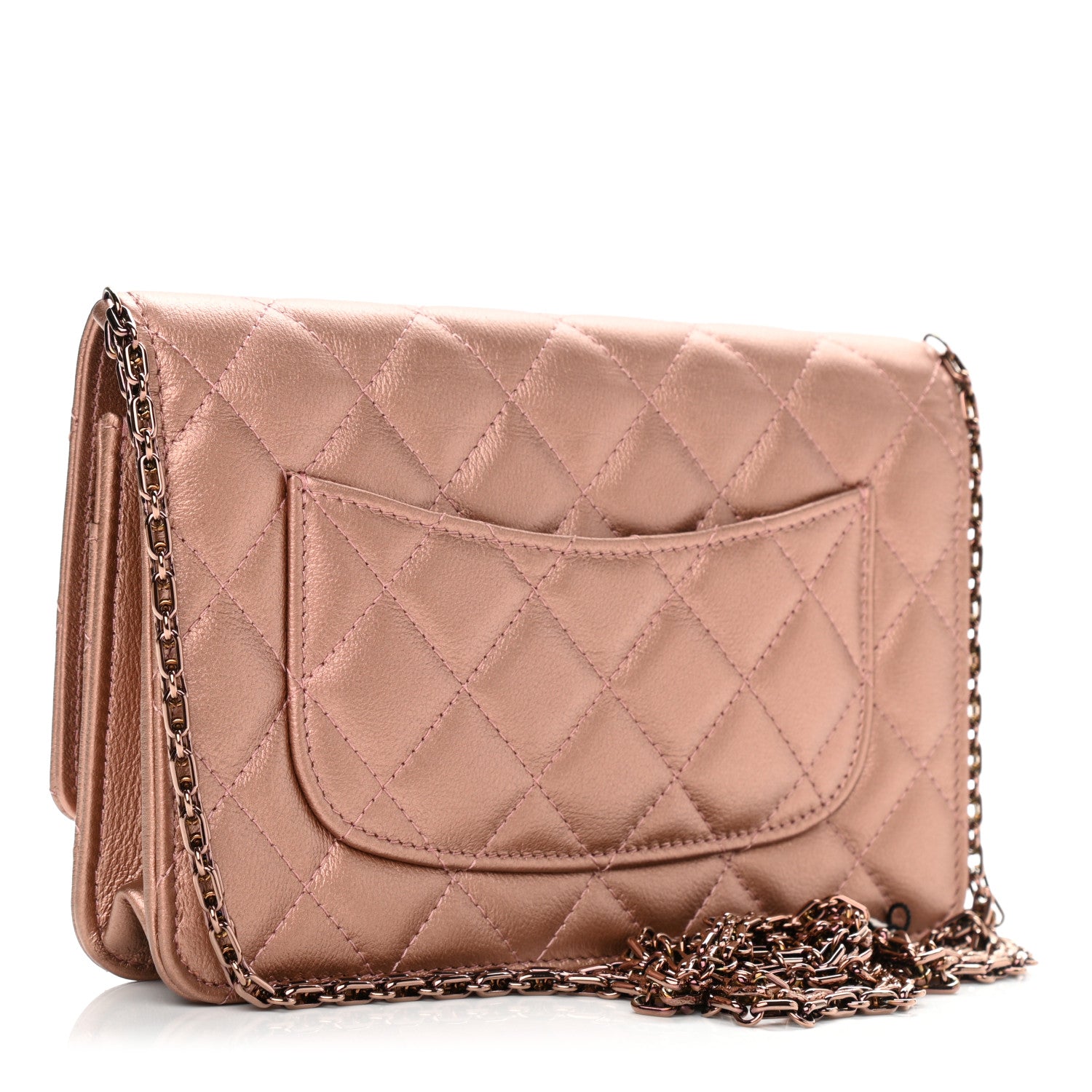 Chanel Metallic Grained Calfskin Quilted 2.55 Reissue Wallet on Chain WOC Copper Pink 3 of 12