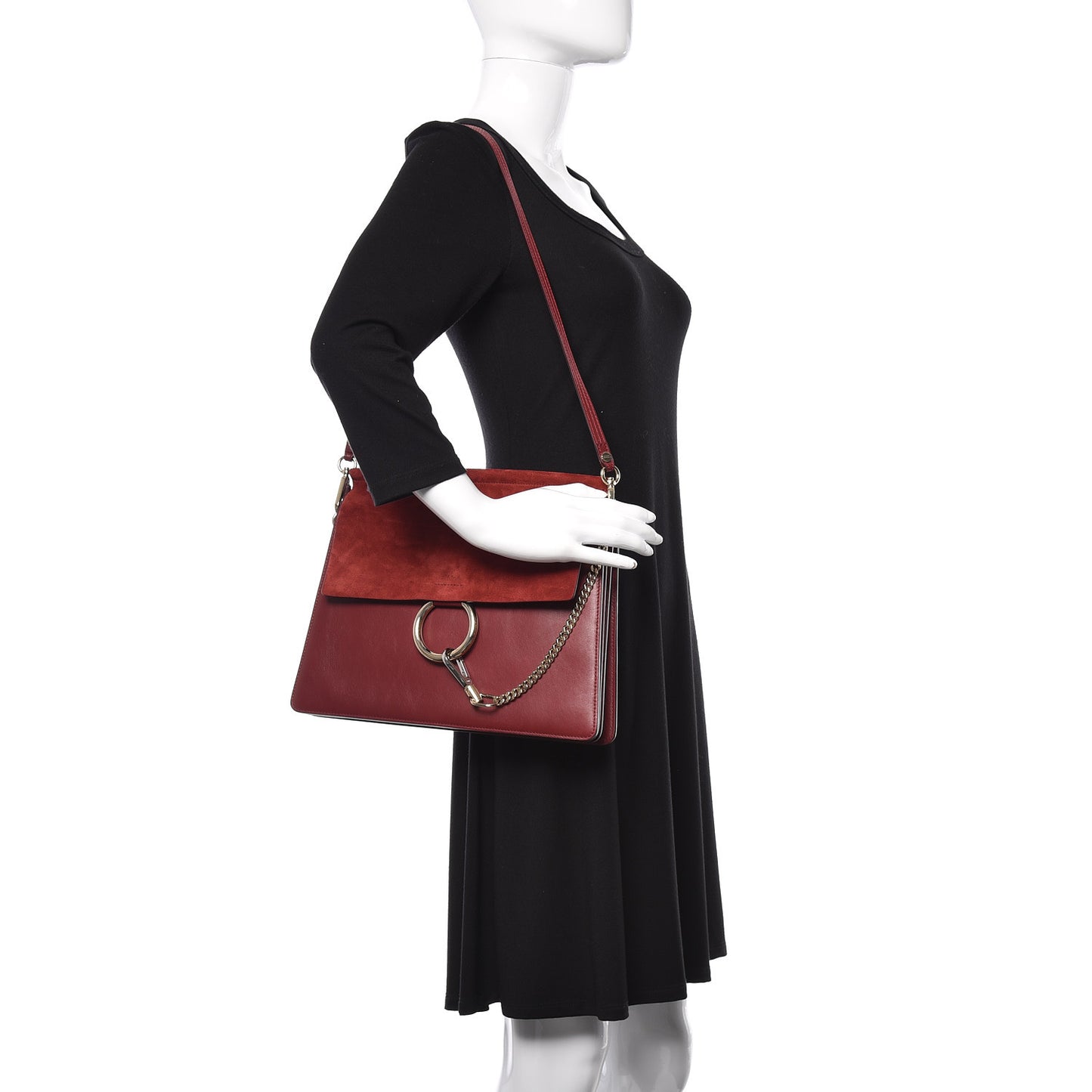 Calfskin Suede Medium Faye Shoulder Bag Plum Purple
