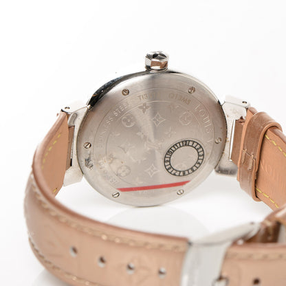 Louis Vuitton Stainless Steel Vernis Diamond 34mm Tambour Bijou Quartz Watch Beige 5 of 11