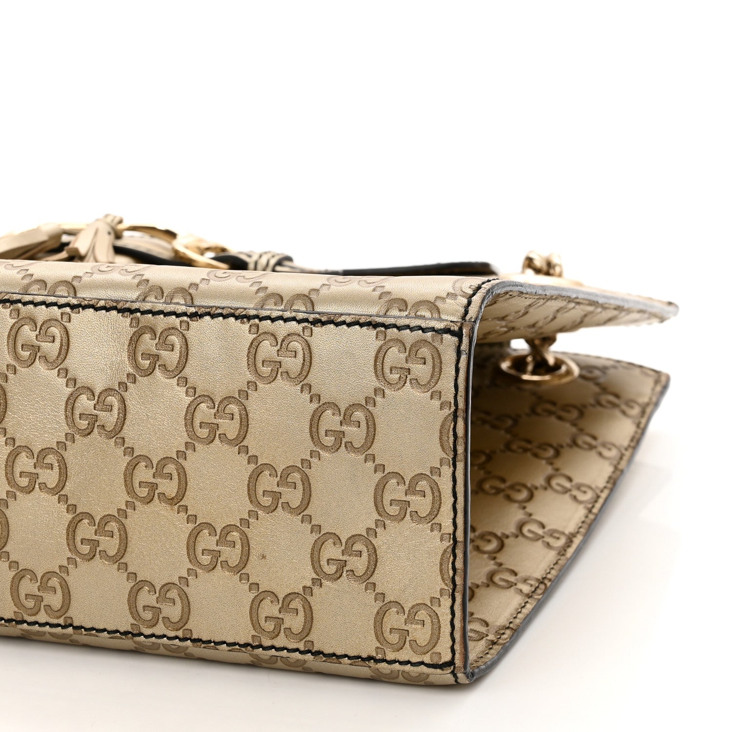Gucci Shine Guccissima Large Emily Chain Shoulder Bag Gold 9 of 11