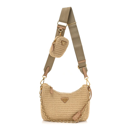 Prada Yarn Raffia Effect Crochet Re-Edition 2005 Shoulder Bag Naturale 1 of 12