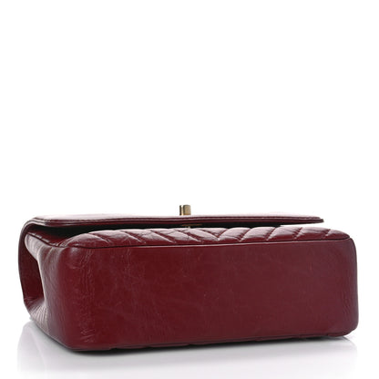 Chanel Calfskin Chevron Quilted Top Handle Flap Red 4 of 9
