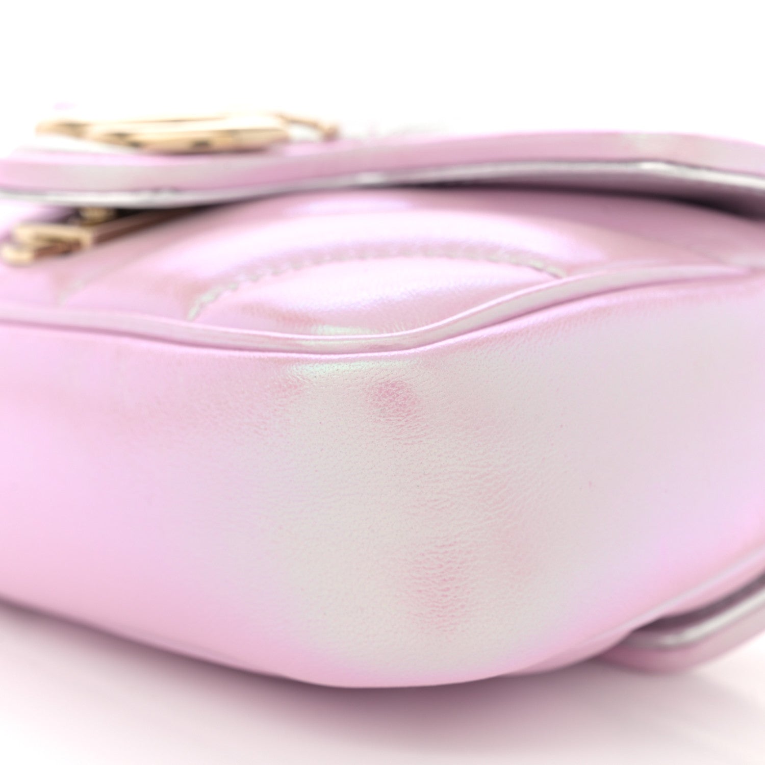 Gucci Iridescent Nappa Chevron Matelasse Super Mini GG Marmont Shoulder Bag Iridescent Escape Pink 10 of 11