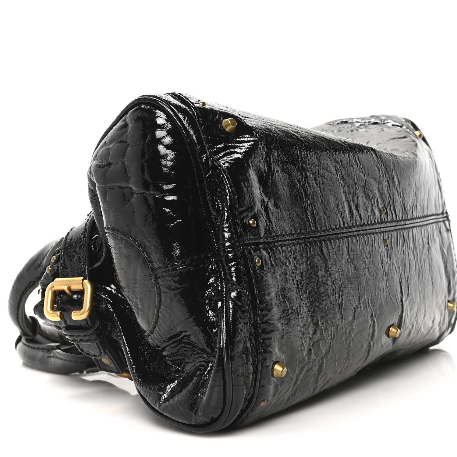 Chloe Crinkled Patent Medium Paddington Satchel Black 9 of 10
