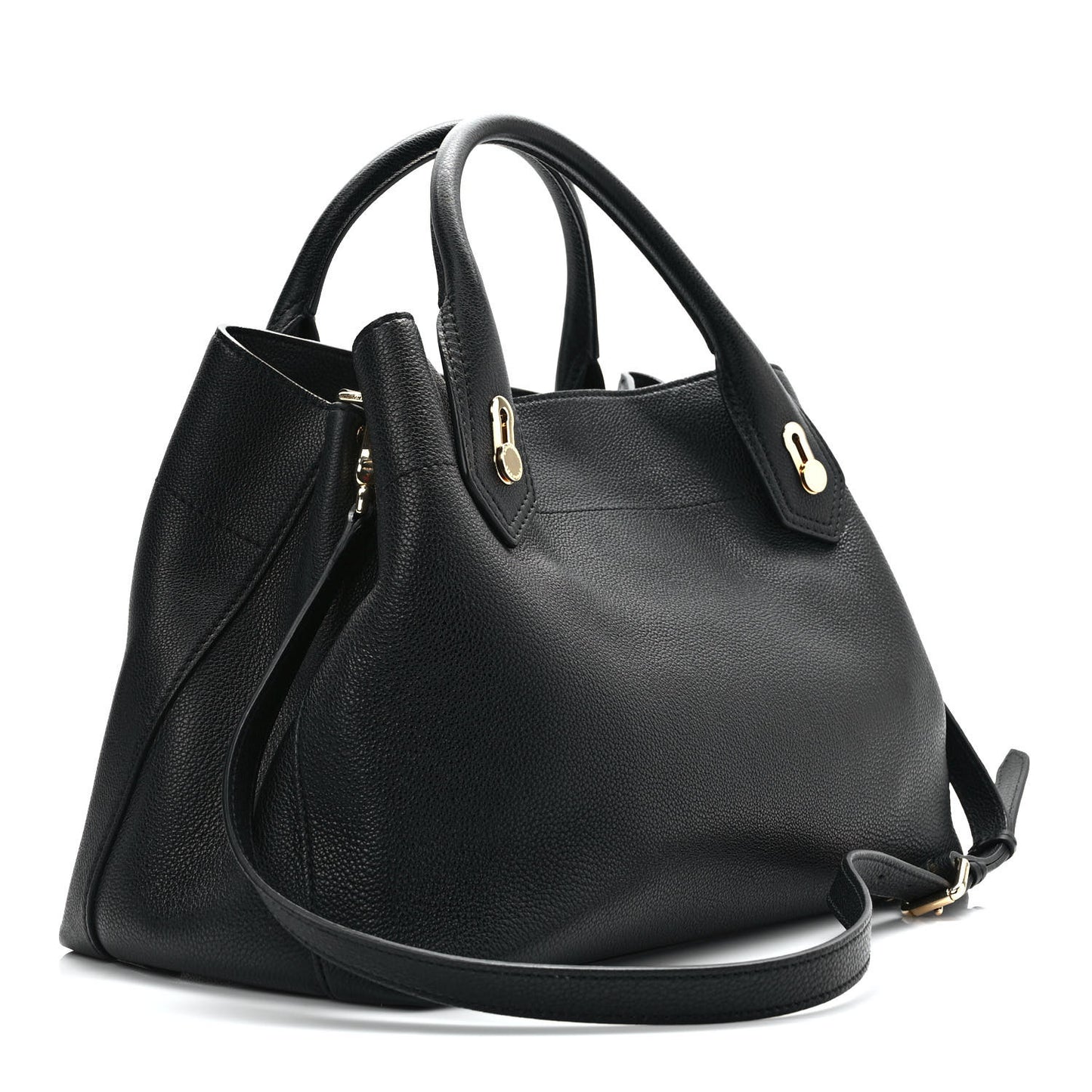 Grainy Calfskin Medium Milton Satchel Black