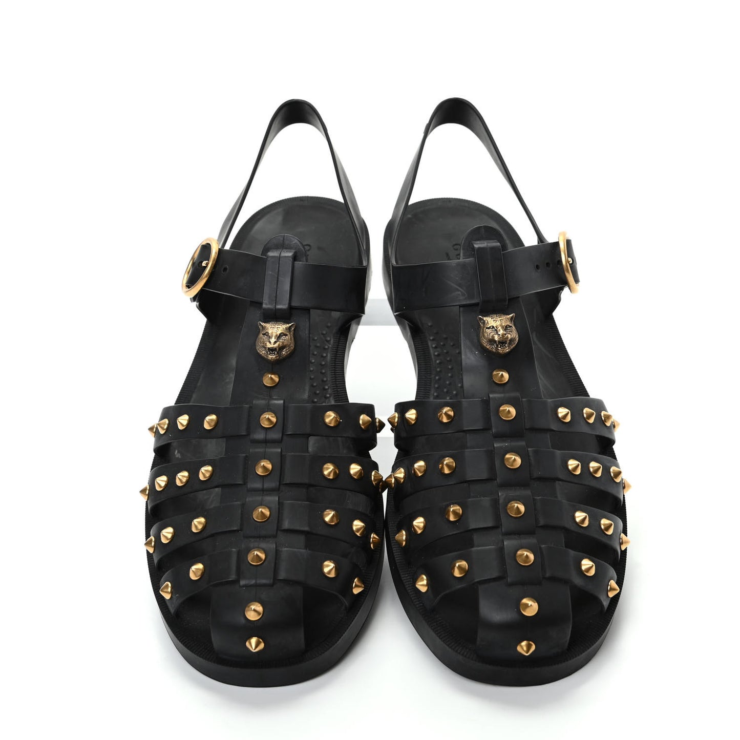 Rubber Mens Buckle Strap Stud Sandal 9 Black
