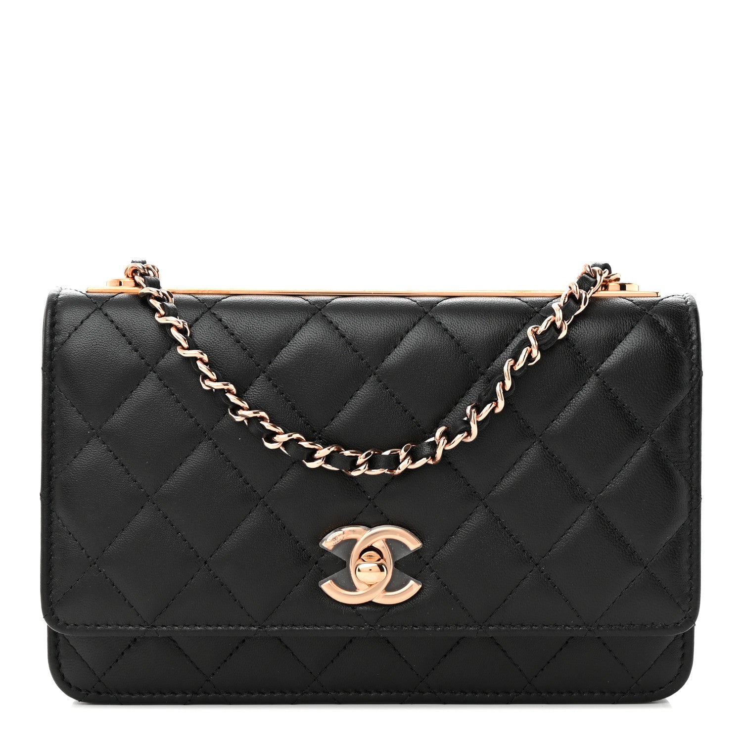 Chanel Lambskin Quilted Trendy CC Wallet On Chain WOC Black 1 of 11